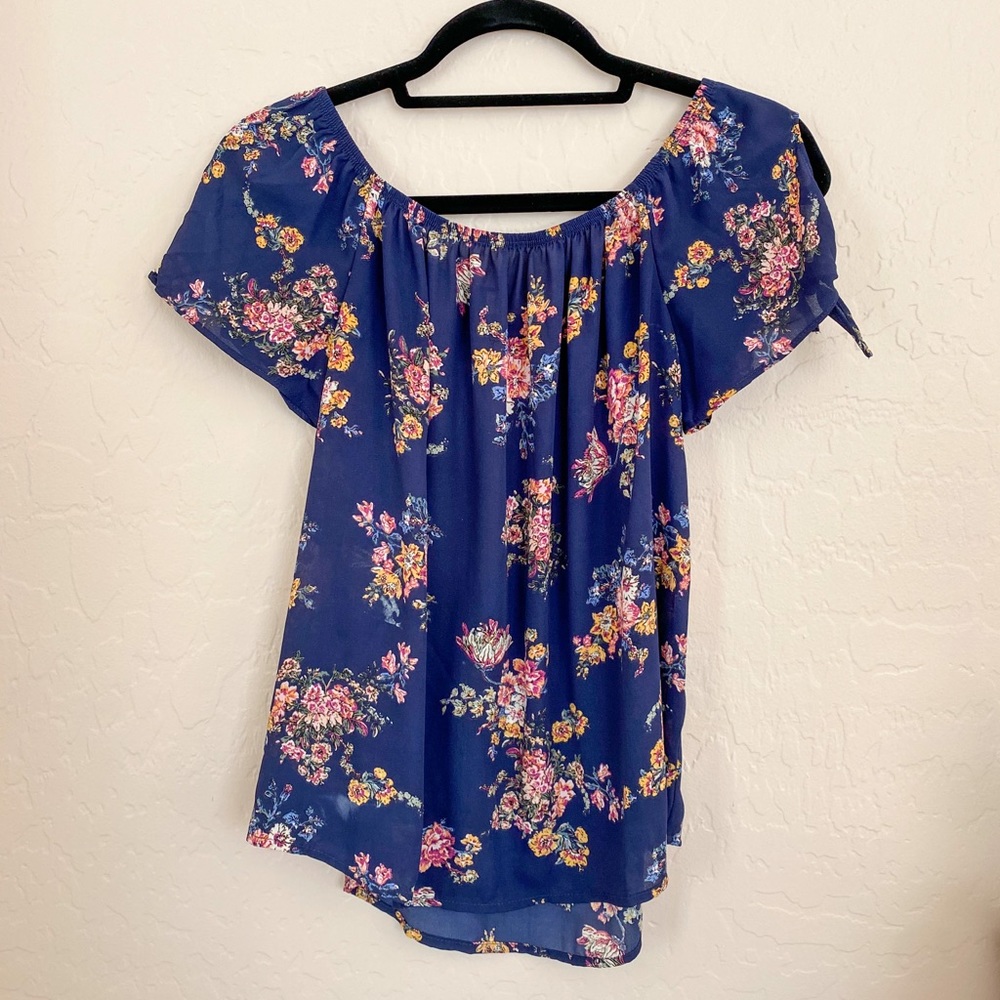 Pink Rose Off-the-shoulder floral tank | Size S